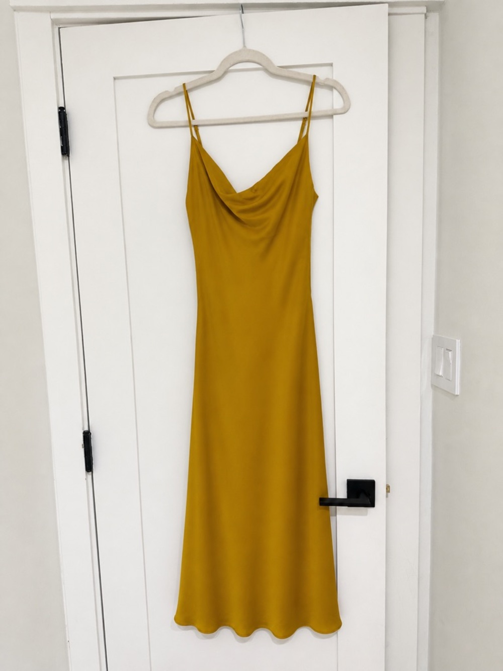 Zara Cowl Neck Spaghetti Strap Satin Effect Slip Dress -  XS